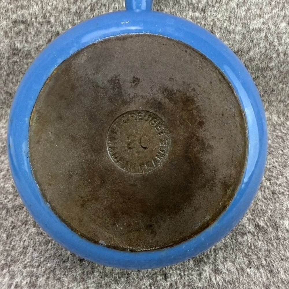 ✅VTG Le Creuset #20 Enameled Blue Cast Iron 2 QT Saucepan + Lid Made in France - Picture 9 of 10